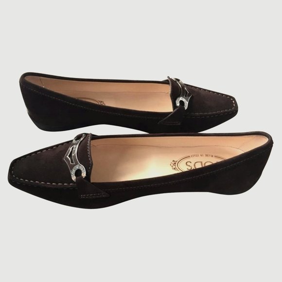 Tod's Brown Suede Flats - Picture 1 of 4